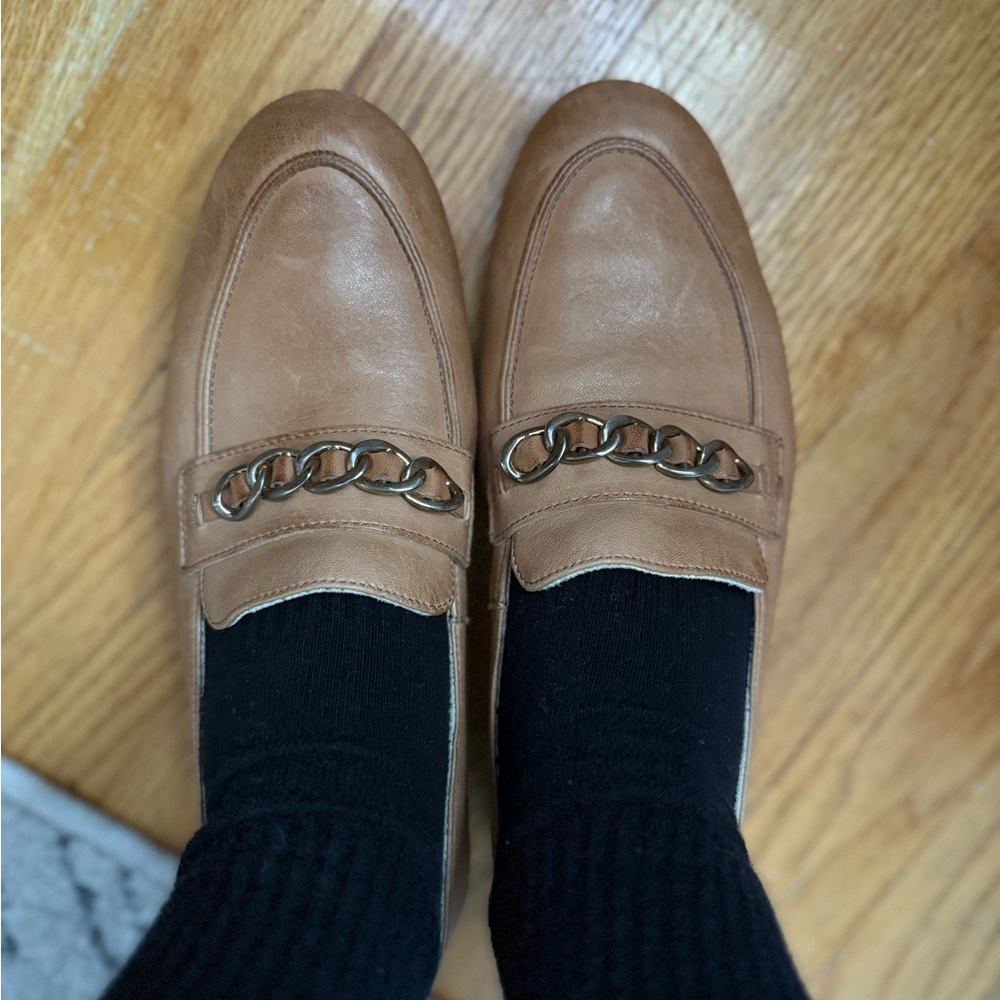Paul Green Brown Loafers with Chain Accent